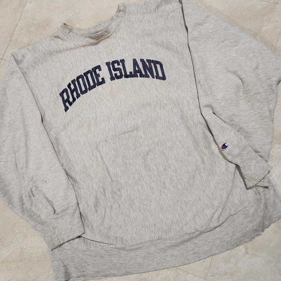 VTG 80s Rhode Island Champion Reverse Weave Warmup Men 2XL University Sweatshirt